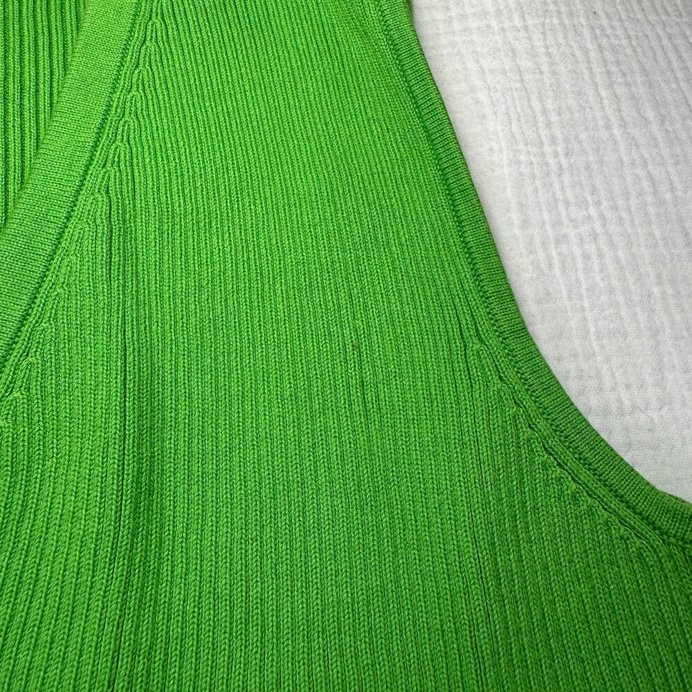 Lauren Ralph Lauren Sleeveless Top V-Neck Lime Green Women's Large Whimsy Y2K - Picture 6 of 16